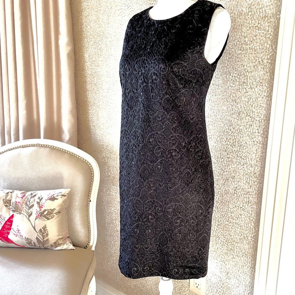 Valentino Red black metallic jacquard dress S